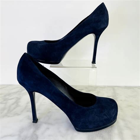 ysl tribute pump blue|saint laurent stiletto heel pumps.